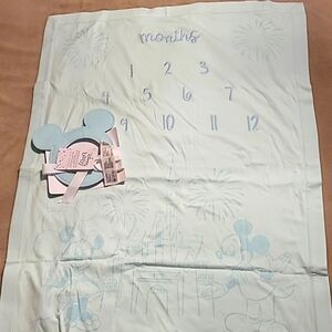 Disney Mickey and Minnie Milestone Baby Blanket Blue NWT